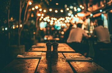 Outdoor restaurant night ambiance