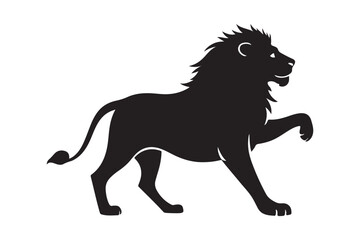 Lion Silhouette Icon Majestic Wild Cat Vector on White Background