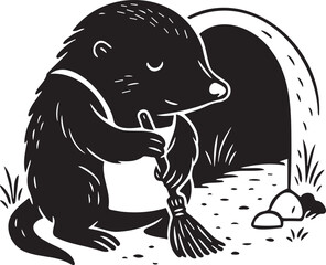 vector illustration of a cartoon mole