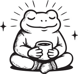 cartoon illustration of a meditating frog