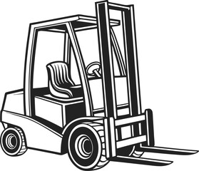 Black Silhouette Vector Illustration of a Forklift ? Industrial Vehicle