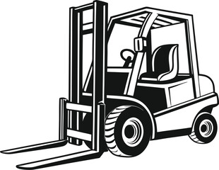 Black Silhouette Vector Illustration of a Forklift ? Industrial Vehicle