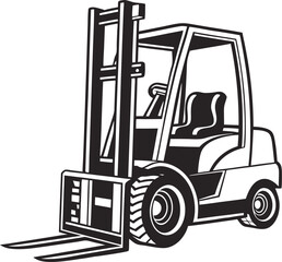 Black Silhouette Vector Illustration of a Forklift ? Industrial Vehicle