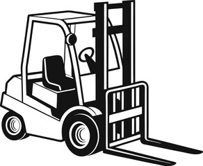 Black Silhouette Vector Illustration of a Forklift ? Industrial Vehicle