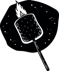 Marshmallow sticks in black silhouette vector