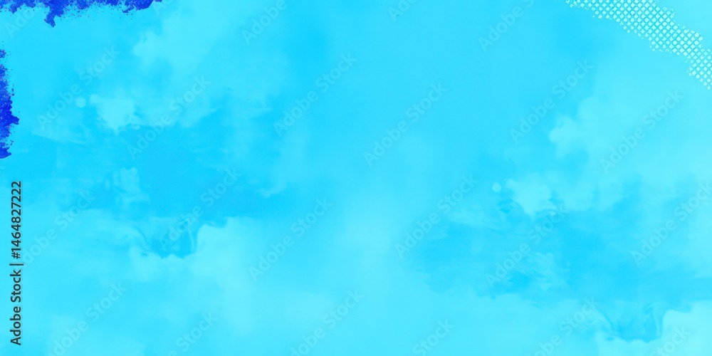 Poster abstract cyan background with blue splashes and dotted texture