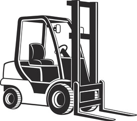 Black Silhouette Vector Illustration of a Forklift ? Industrial Vehicle