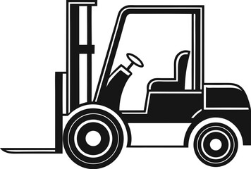 Black Silhouette Vector Illustration of a Forklift ? Industrial Vehicle