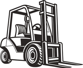 Black Silhouette Vector Illustration of a Forklift ? Industrial Vehicle
