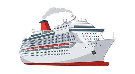 Cruise Ship Floating with Smoke in the Air