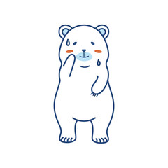 暑がるシロクマのかわいいイラスト（カラー・PNG）