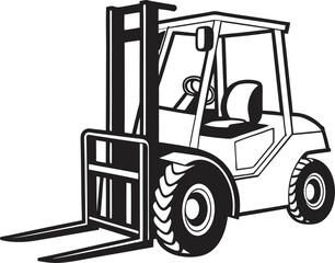 Black Silhouette Vector Illustration of a Forklift ? Industrial Vehicle