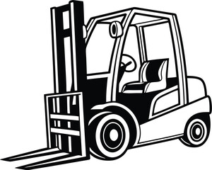 Black Silhouette Vector Illustration of a Forklift ? Industrial Vehicle