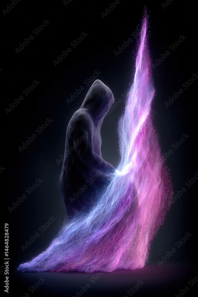 Aufkleber the intersection of existential thought and robotic consciousness in a cosmic realm of color and lig