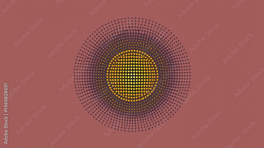 Poster abstract circular dot pattern design with warm and cool tones