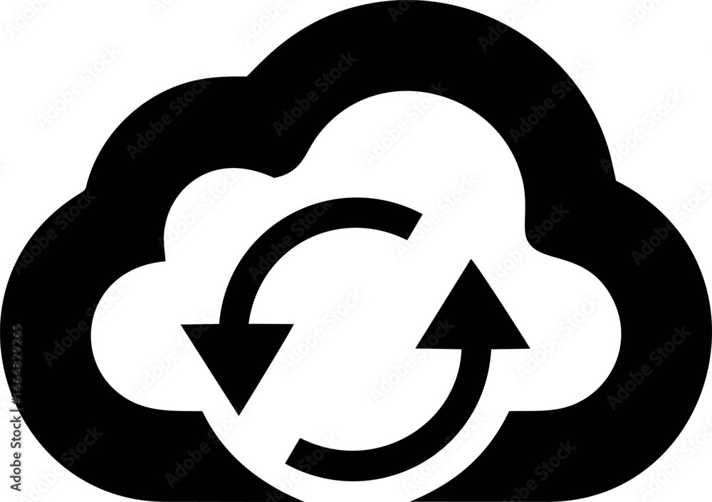 Aufkleber cloud icon with two arrows representing synchronization concept. vector illustration