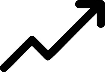 Black upward zigzag arrow signifying growth. Vector illustration