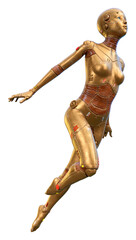 3D Rendering Female Robot on White