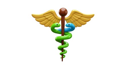 Medical Symbol with Snakes and Wings Illustration