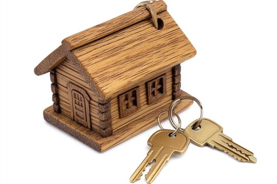 Miniature wooden house with keys
