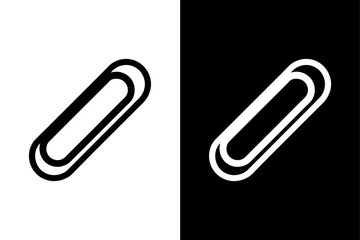 Office Paper Clip Icon Bold Black and White Vector Silhouette.