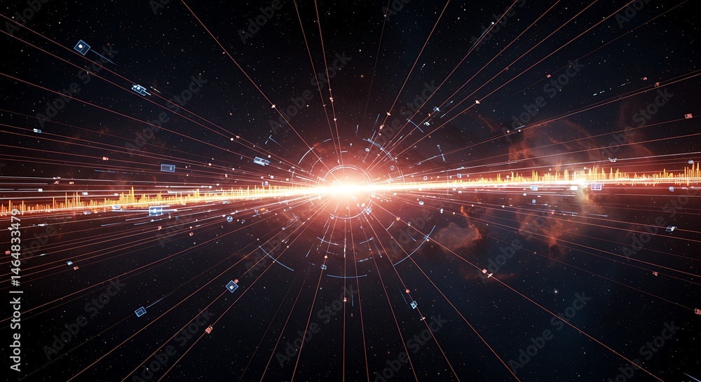 Poster abstract light burst with data and lines
