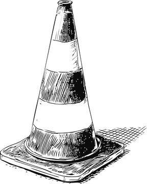 black and white traffic cone clip art preview