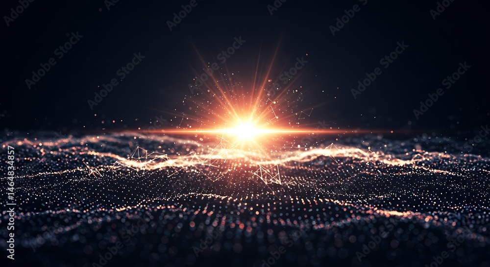 Poster abstract light with network on dark background