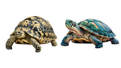A digital painting showcases aTurtle, transparent background, png