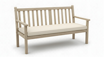 Wooden bench with cushion