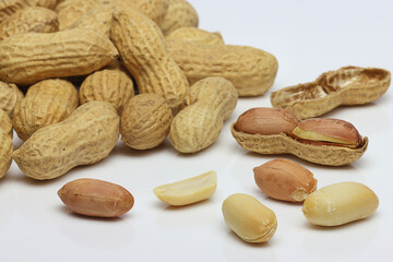 Fresh Peanuts in the shell on white background