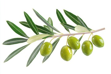Fresh olive branch with vibrant green olives and leaves