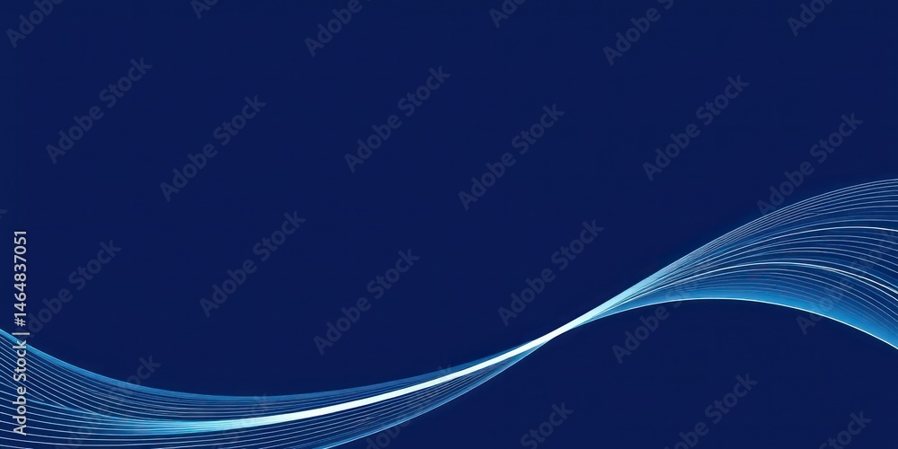 Poster abstract blue wave lines on dark background for design