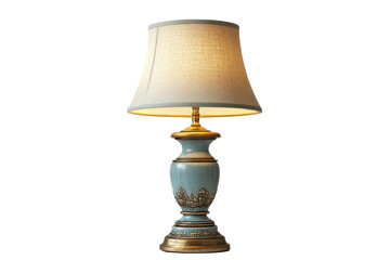 Vintage lamp with blue base on white background