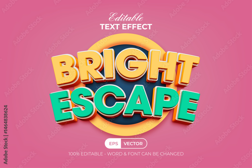Poster editable text effect curved style vector playful color.