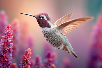 Fototapeta premium Hummingbird that is feasting on a flower