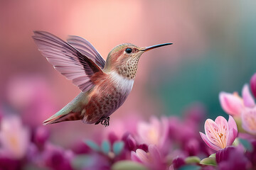 Fototapeta premium Hummingbird that is feasting on a flower