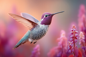 Fototapeta premium Hummingbird that is feasting on a flower
