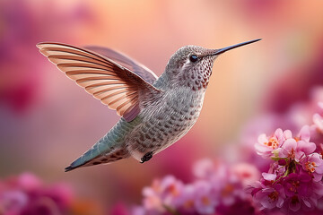 Fototapeta premium Hummingbird that is feasting on a flower