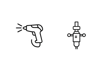 Vector illustration depicting a heat gun and oil and gas industry equipment