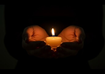 Illuminating serenity: Hands holding a candle during Vesak celebration
