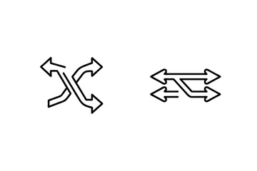 Conceptual vector illustrations of arrows indicating directional flow and connectivity