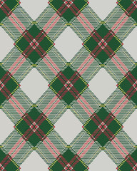 Festive red green white tartan textile print design