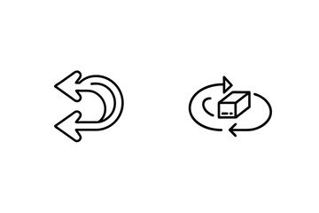 Vector icons representing recycling circular motion refresh return and 3d package rotation