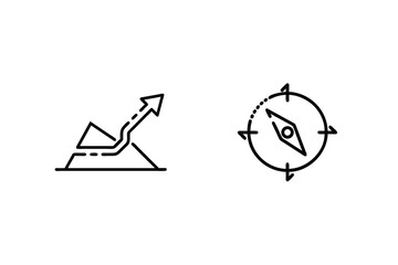 Conceptual black and white icons representing strategic pathfinding and direction guidance