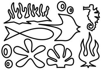 Sea life background vector on white background,ocean life background image,marine life background vector,marine biota background illustration ,marine biota design for wallpaper 