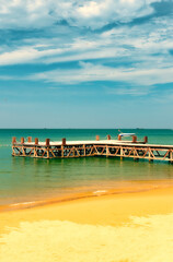 Sonasea Beach, Phu Quoc, Vietnam - November 26th 2024: Coastal Resort Scenery of Phu Quoc Island in Vietnam. A Tropical Tourism Destination for Summer Vacation in Southeast Asia. On a beautiful day.