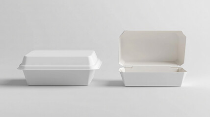 empty opened food box on a white background.