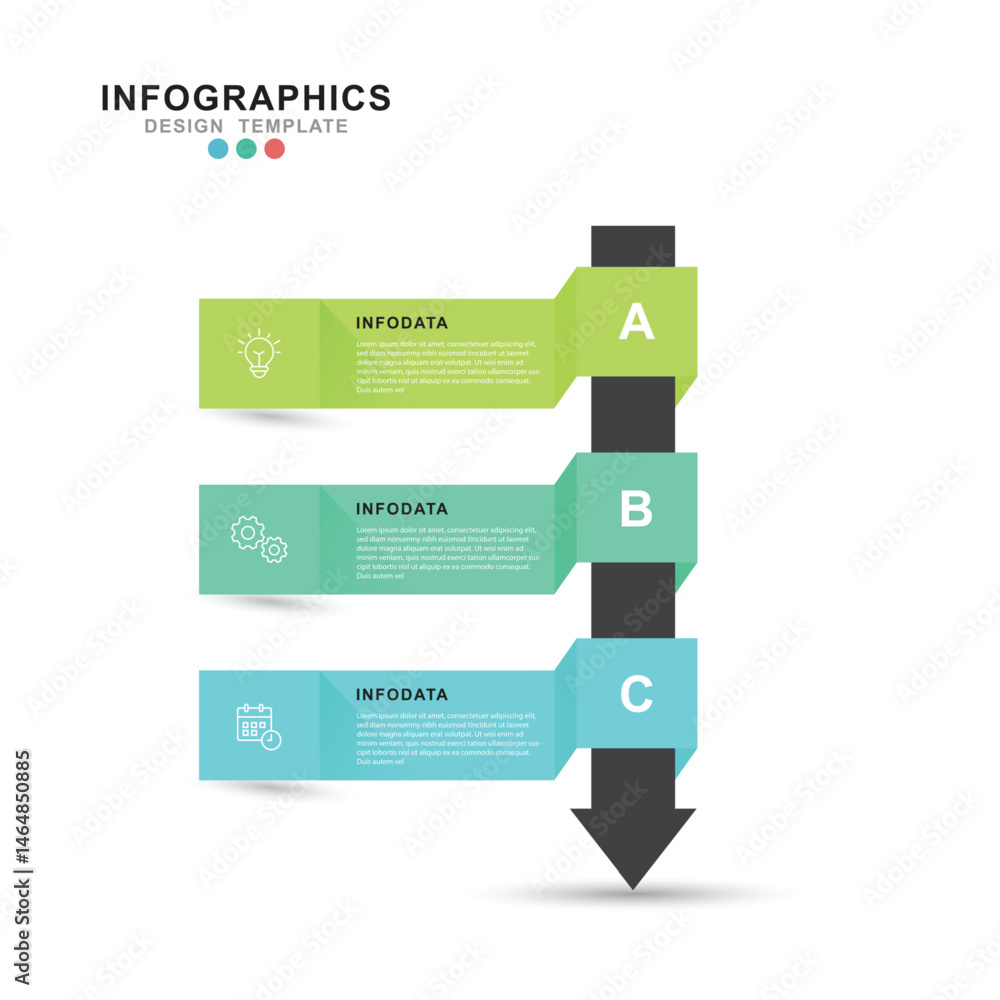 Leinwandbilder Modern template infographic with 3 step process and icons can be used for workflow, business information, presentation and data visualization