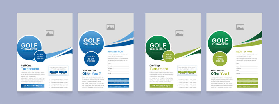 Golf Tournament Double Side Flyer Template – Clean and Professional Sports Event Poster Layout for Club Championship or Competition Promotion